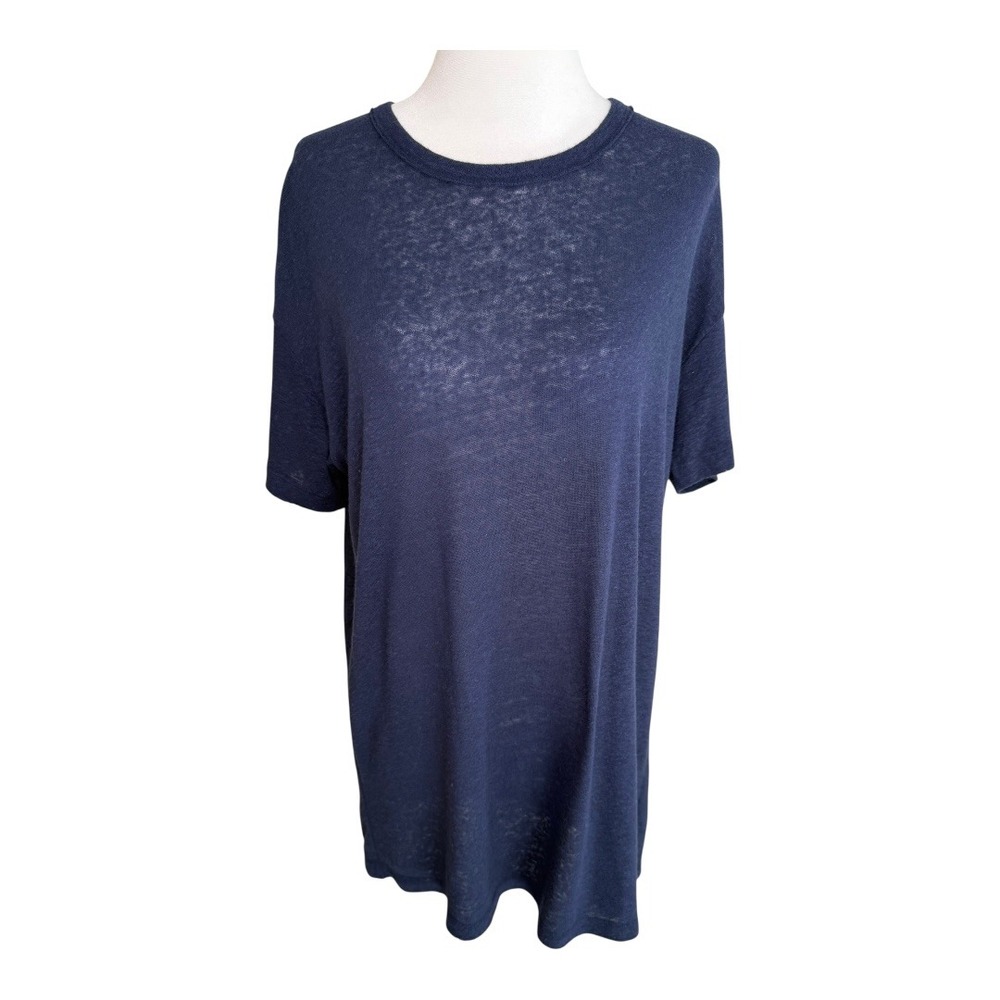 Aerie Womens XS Navy Blue Linen Blend Short Sleeve Tunic Top Casual NWT